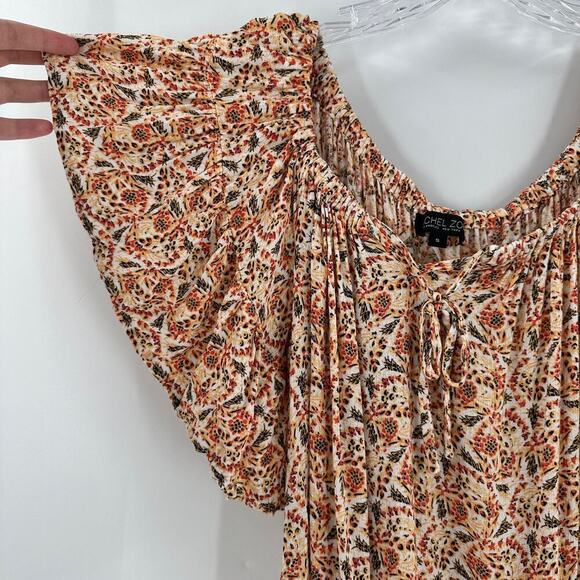 Rachel Zoe Orange Floral Flutter Sleeve Causal Swing Mini Dress Size Small - Picture 9 of 12